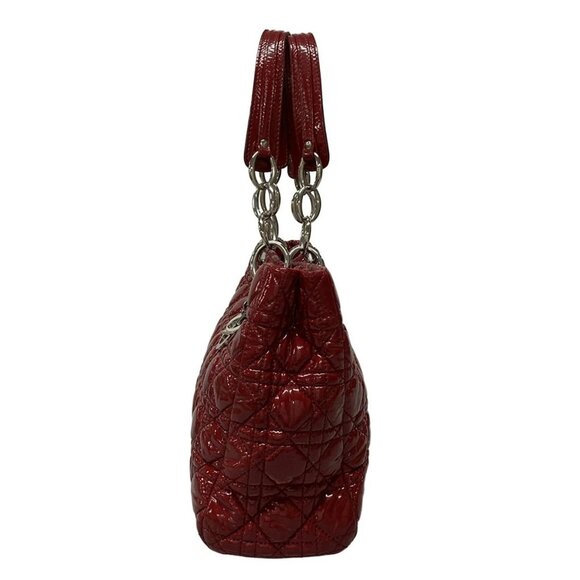 Auth DIOR/ChristianDior Lady Dior Red Patent Leather Tote Bag - Picture 5 of 16